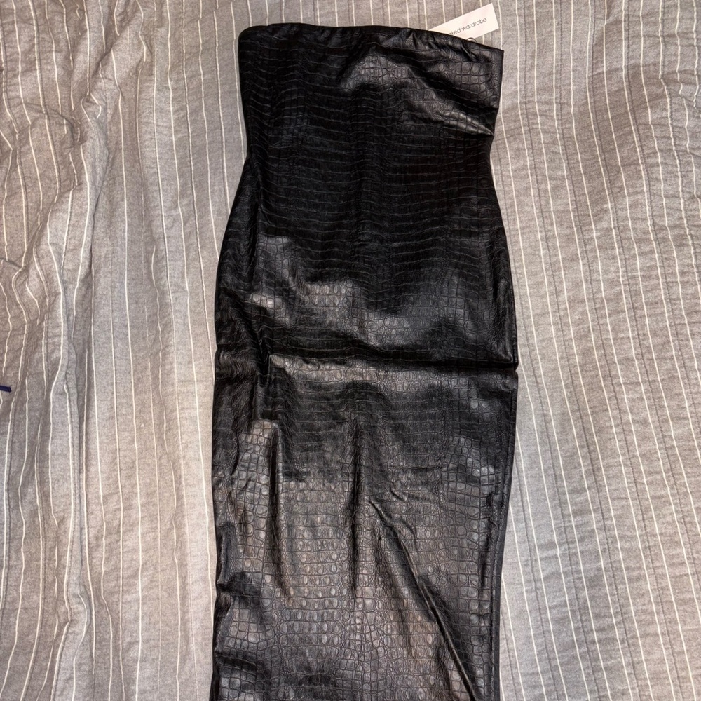 Naked Wardrobe Maternity Croc Pleather Maxi Dress